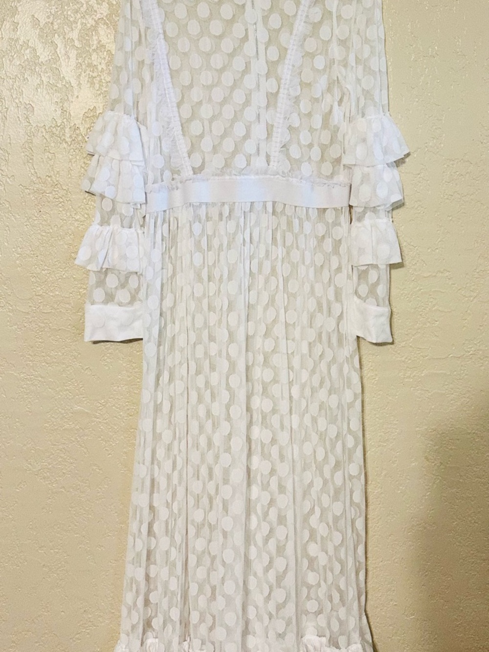 🤍🤍White Sheer Polka Dot Maxi Dress🤍🤍 - Picture 4 of 7